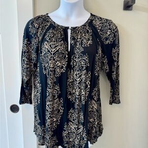 Lucky Brand Black and Gold Blouse